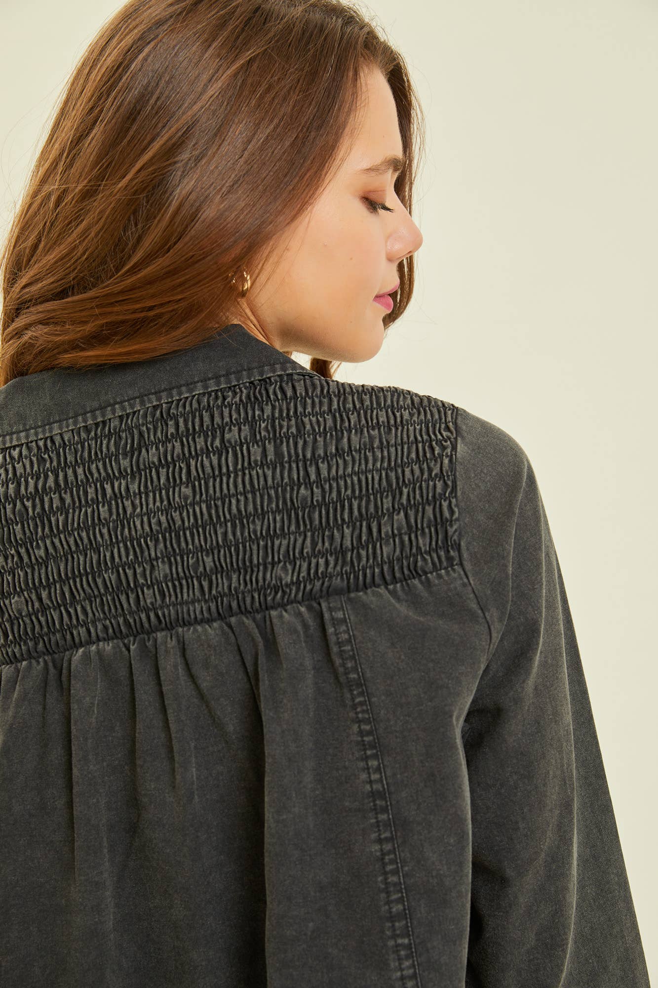 MINERAL WASHED BUTTON-DOWN SHIRT DRESS