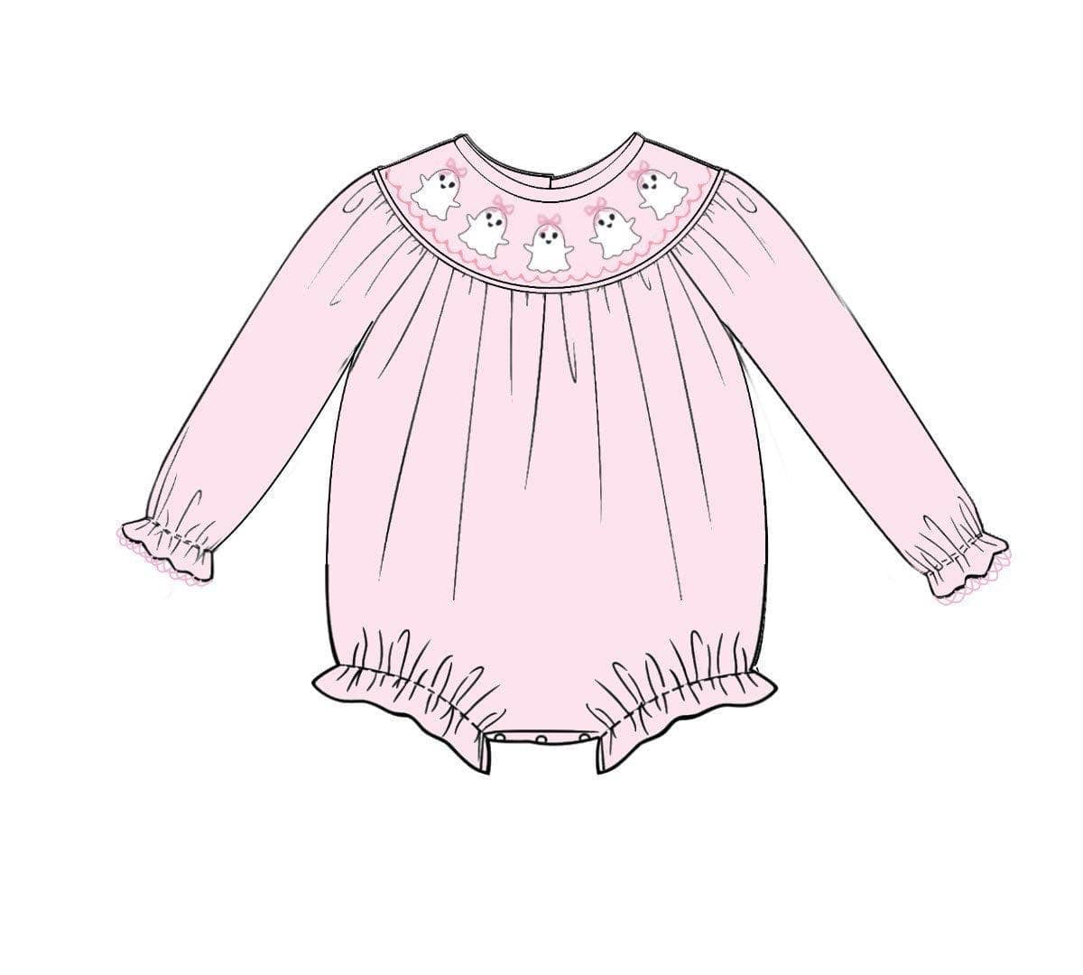 PRE-ORDER: Hand smocked girls ghost bubble (eta: Oct)