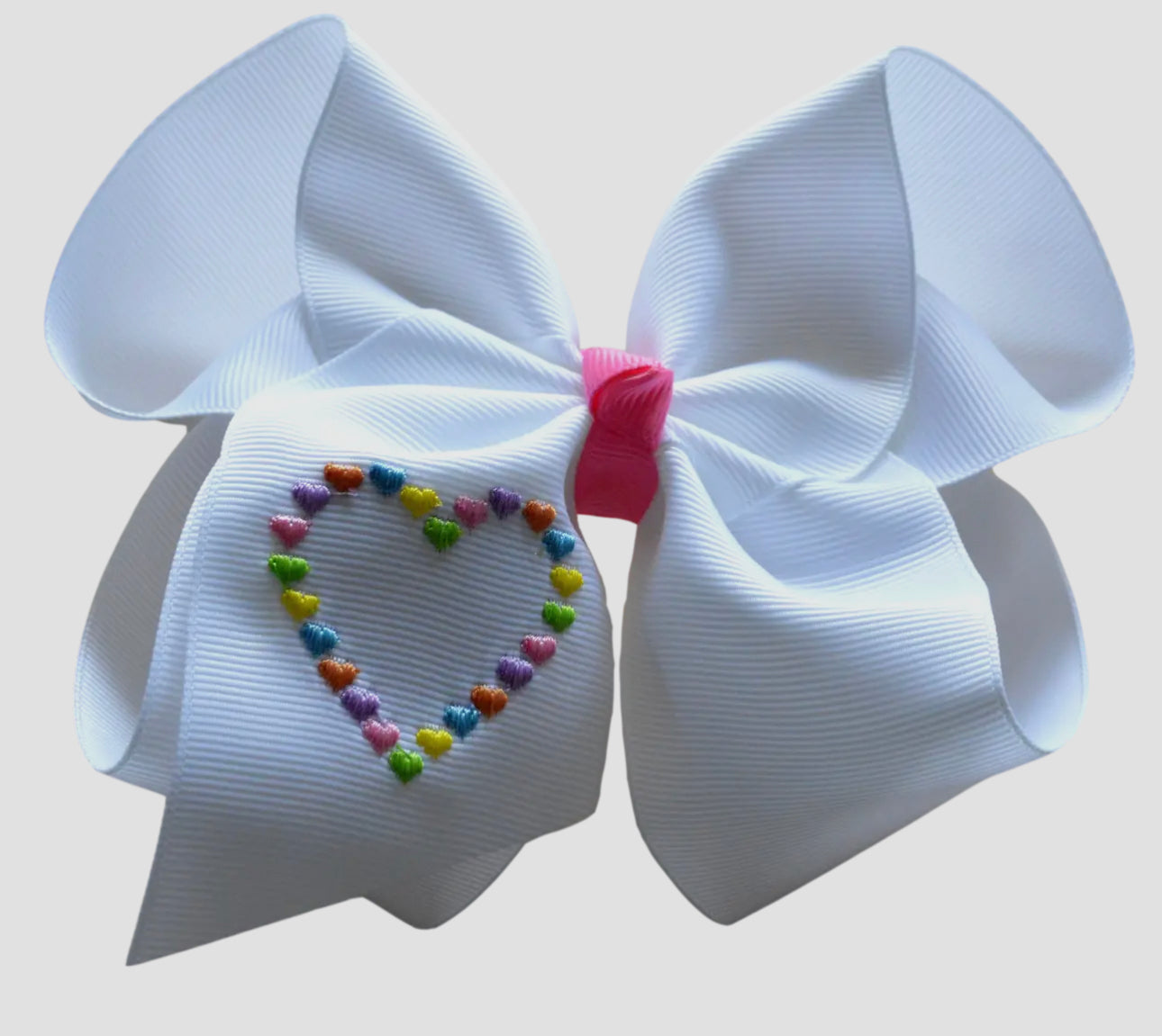 Candy Hearts Embroidered Bow