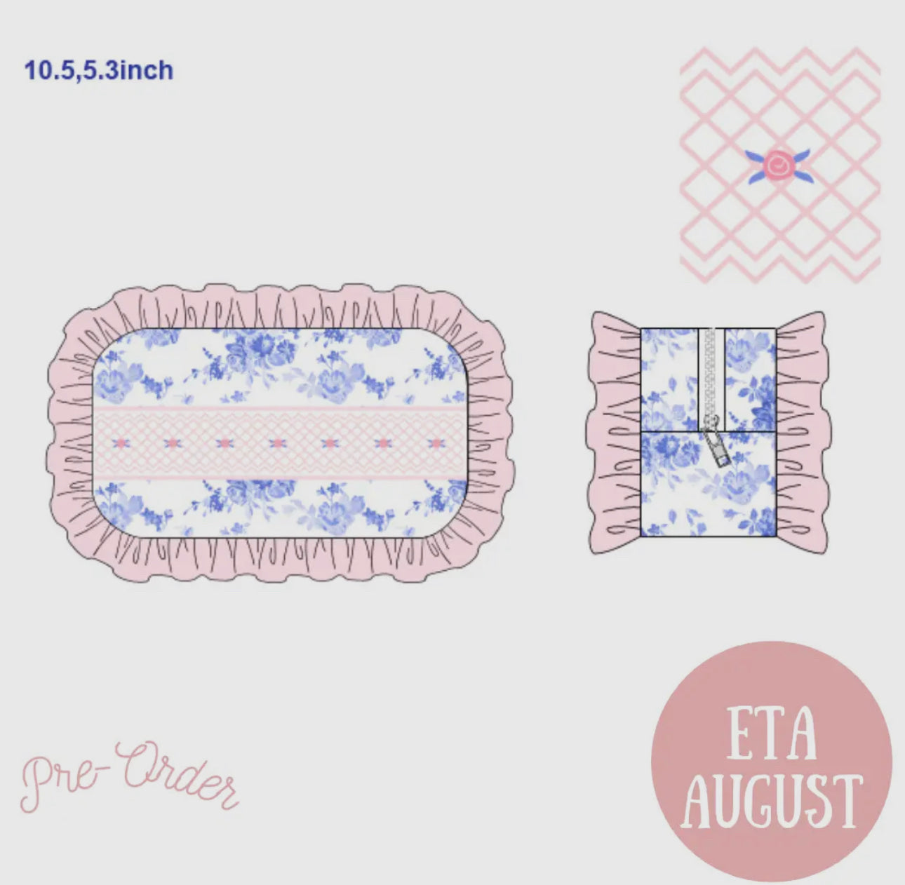 Blue & white floral with smocked roses collection (backpack, duffel bag, toiletry/travel bag)