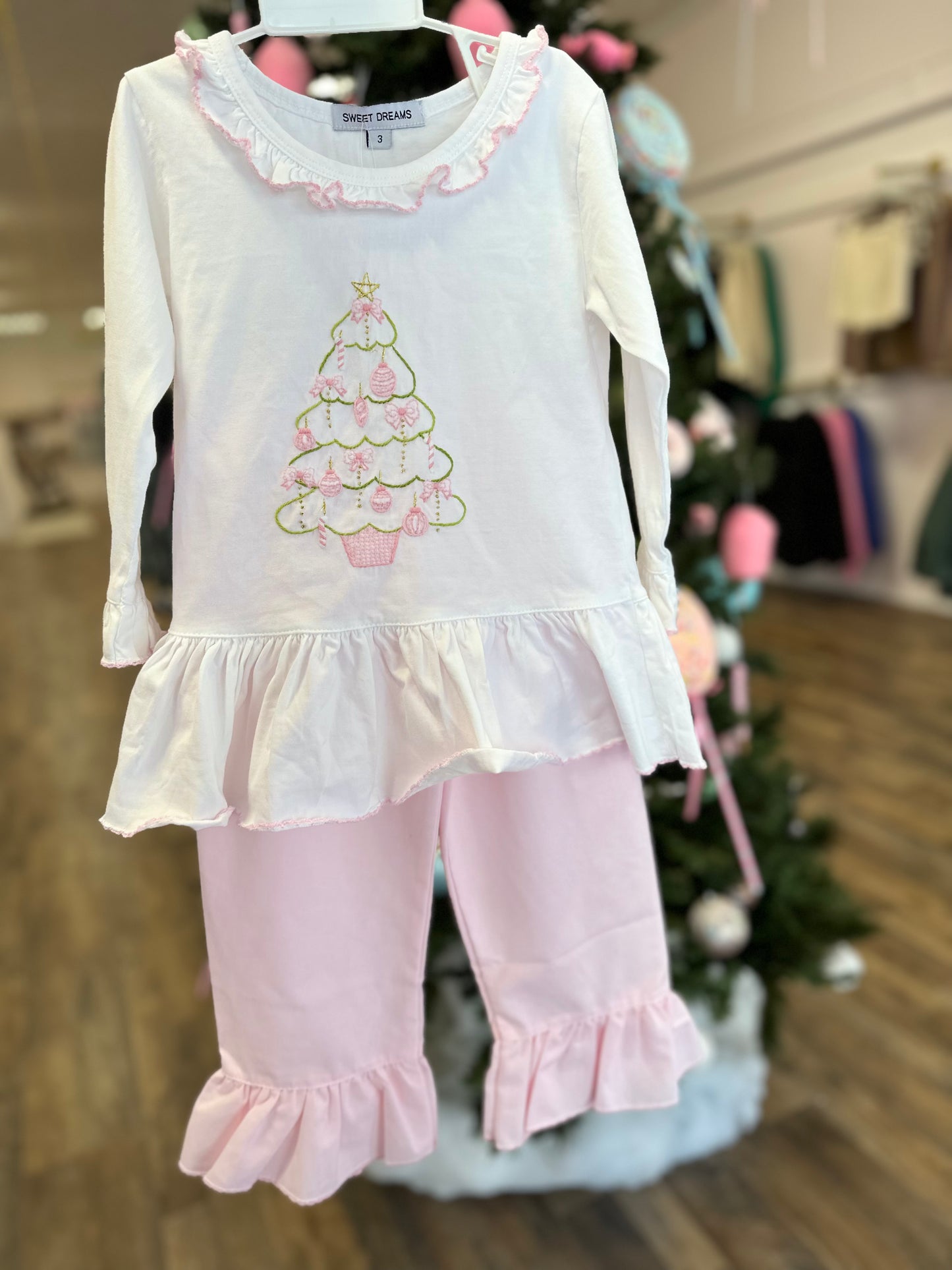 Sweet Dreams Pink Emb Tree Pant Set