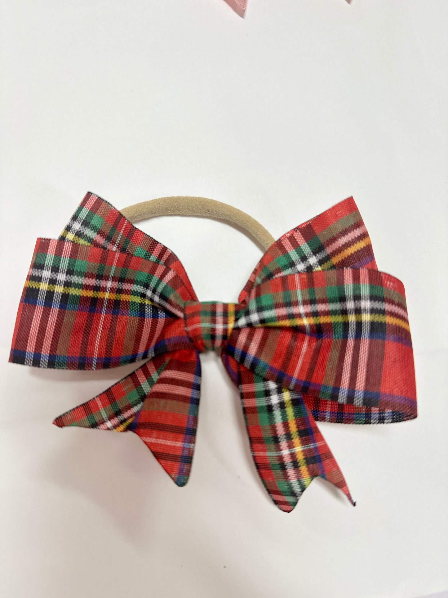 Christmas plaid bow on nylon headband