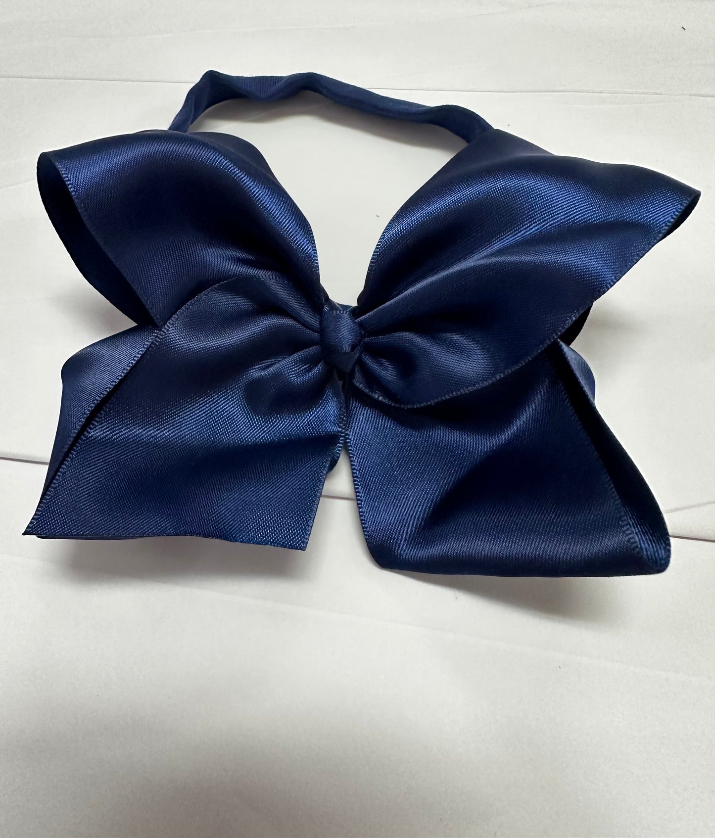 Navy silk headband bow