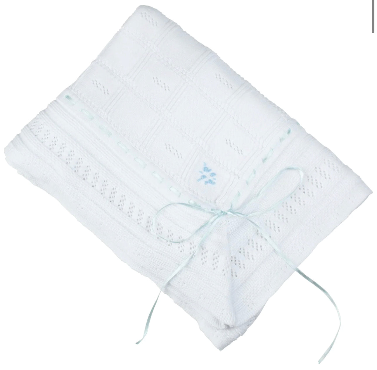 Ribbon Pointelle Knit Blanket