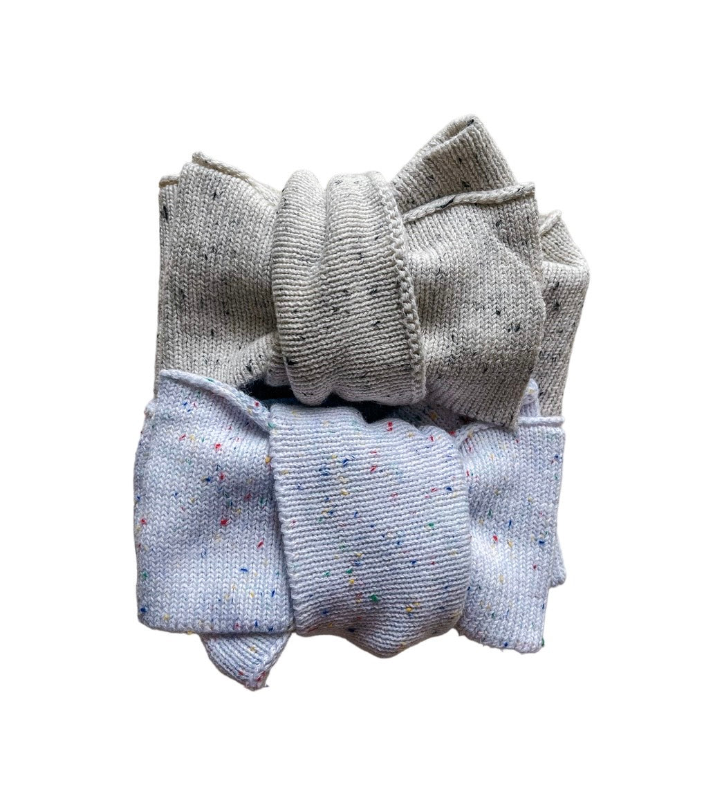 Milkyknots knitted grey/black confetti oversized bow