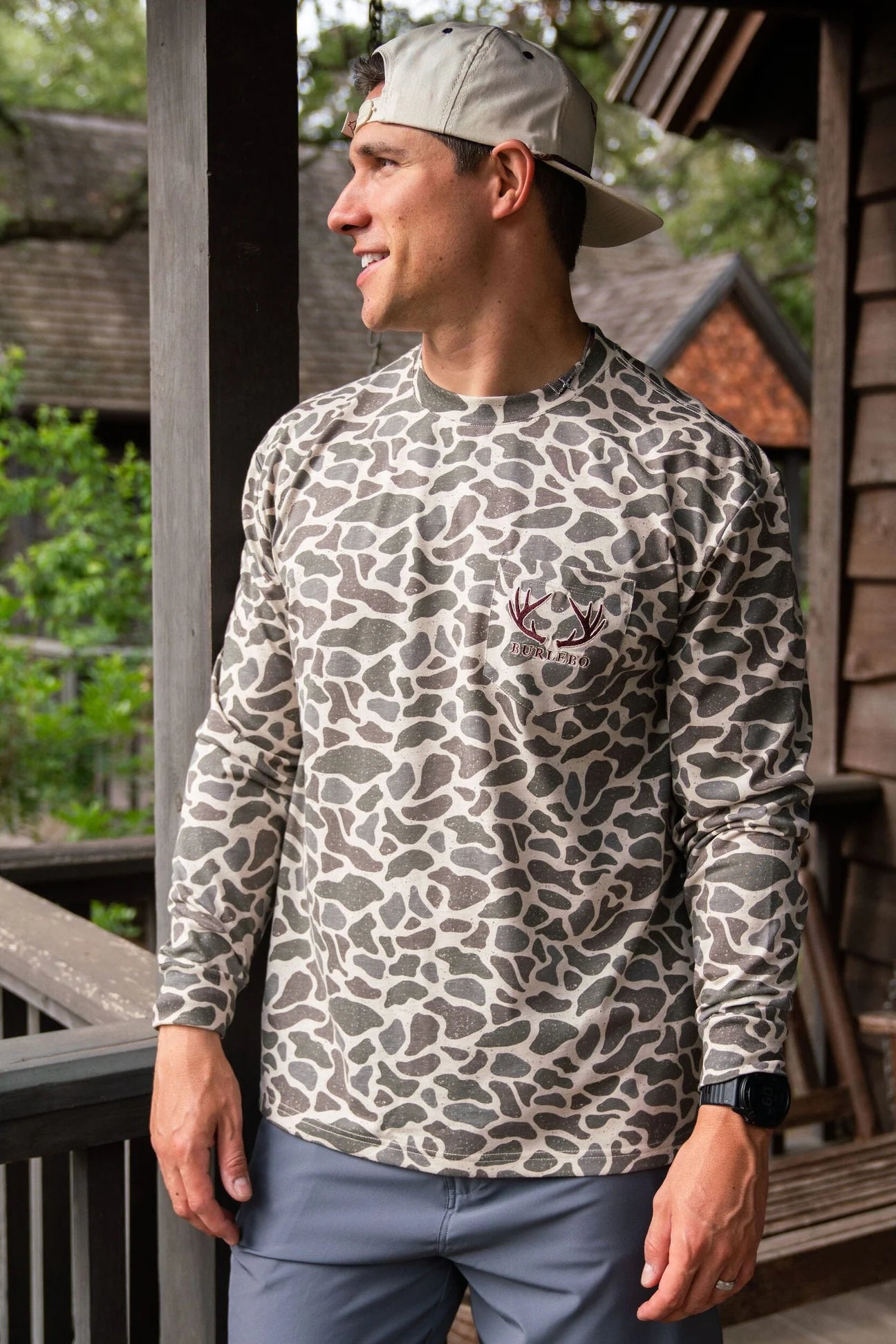 Burlebo classic deer camo long sleeve shirt -antler pocket