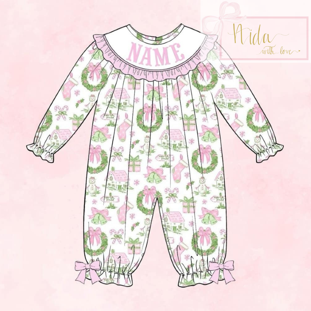 Custom Name Hand Smocked Long Bubble (Oct)