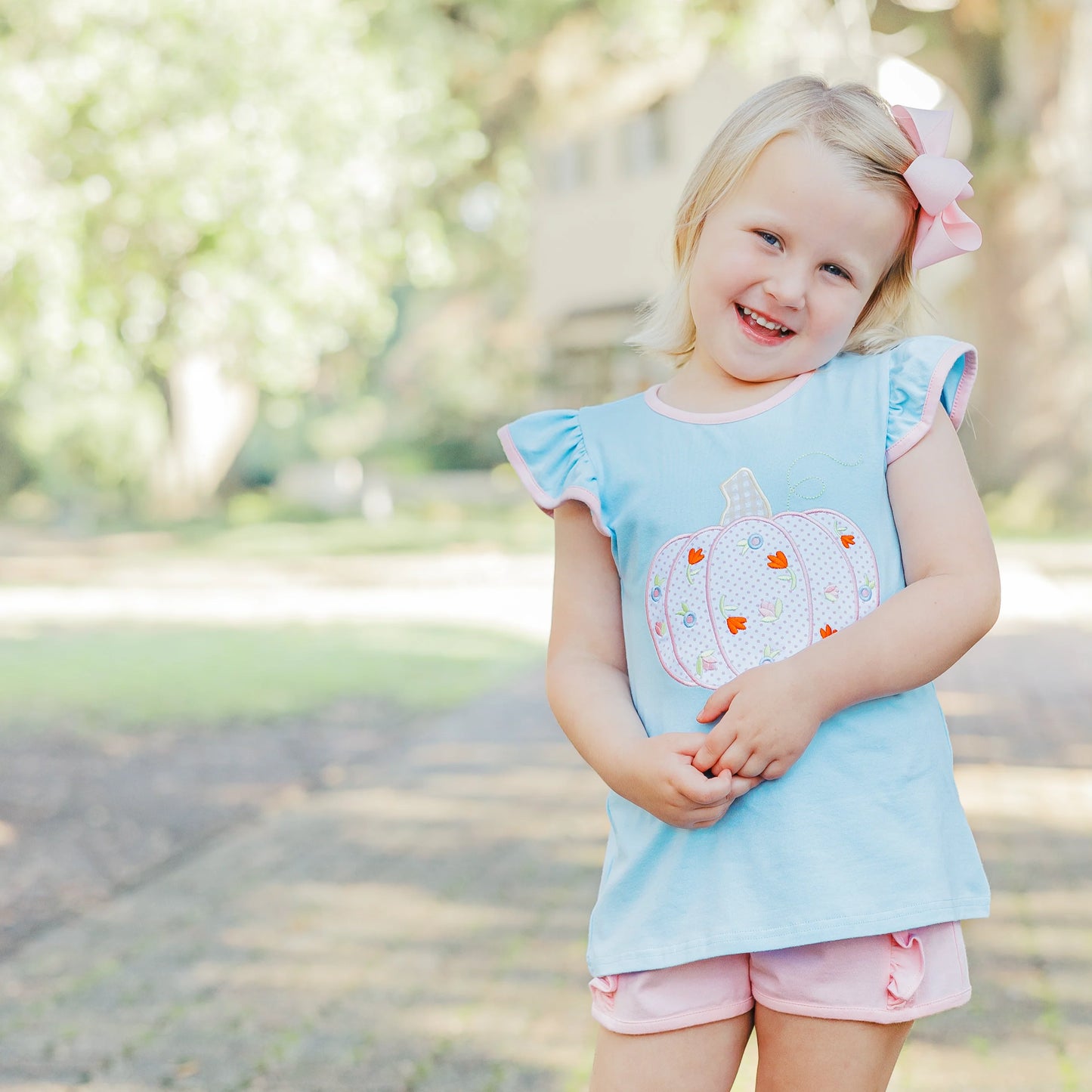 Autumn Pumpkin Ruffle Short Set