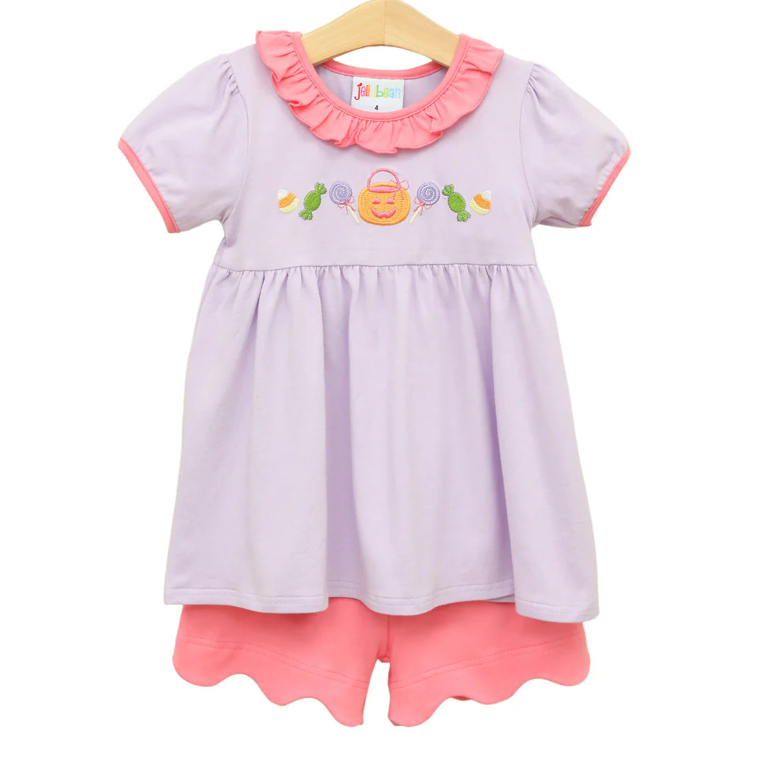 Trick Or Treat Ruffle short set