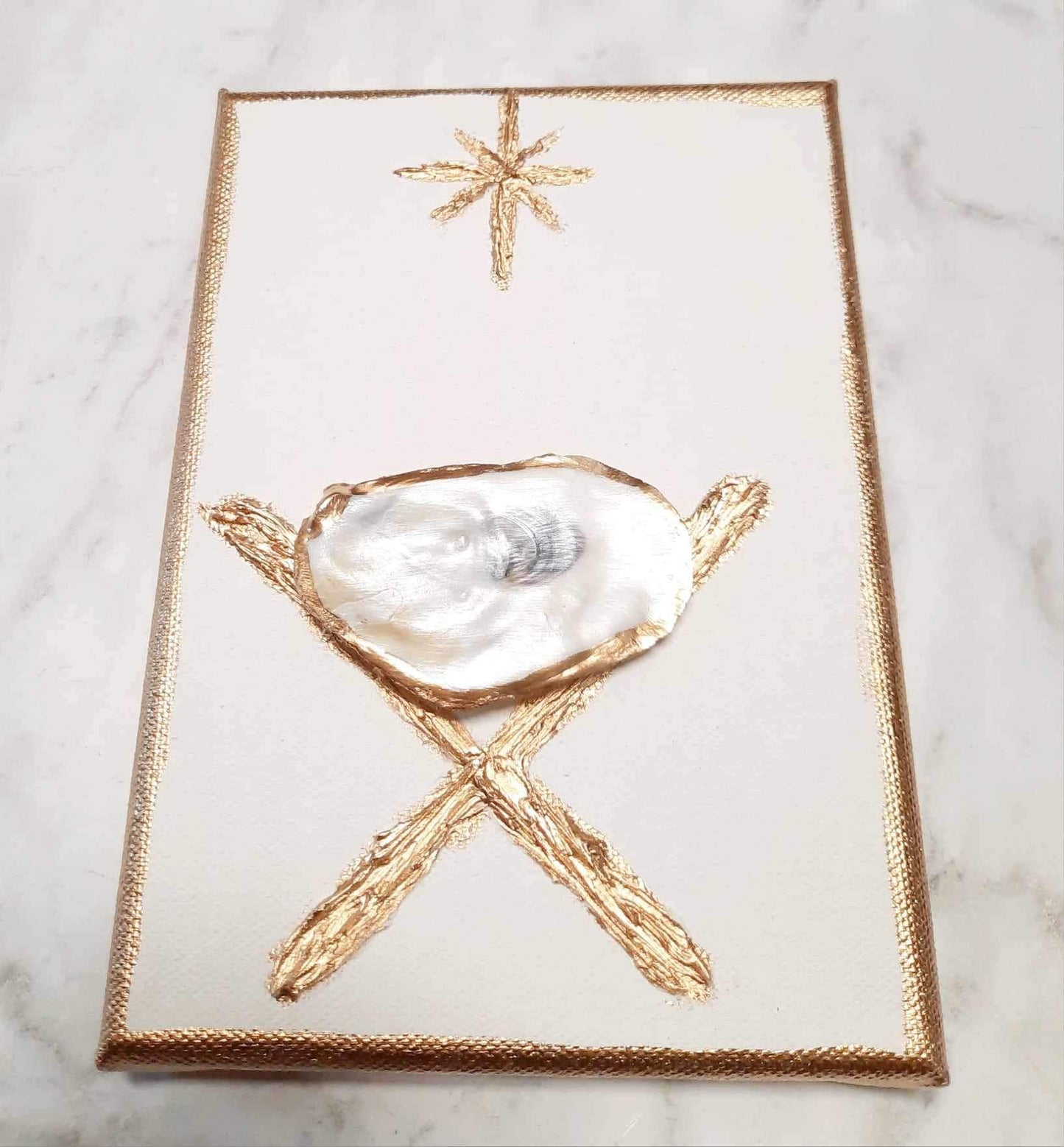 5x7 Wrapped Canvas Oyster Shell Manager Scene