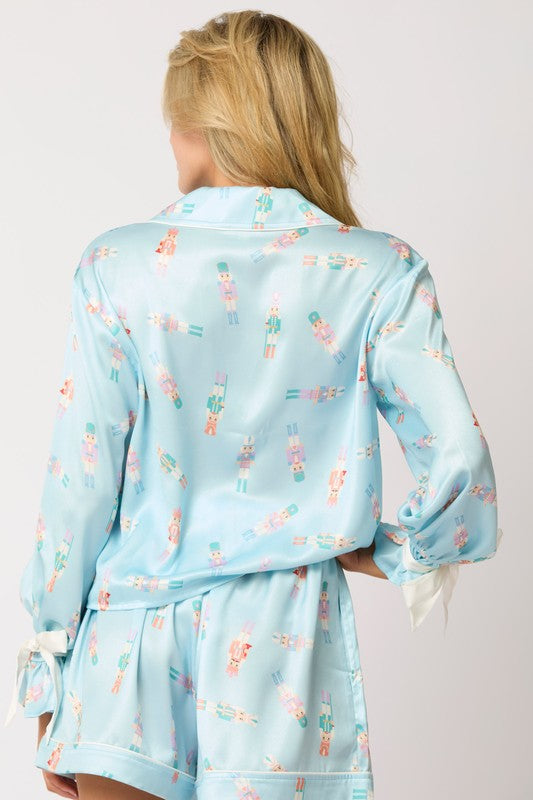 PREORDER Satin Nutcracker Pajama Set- baby blue (Oct)