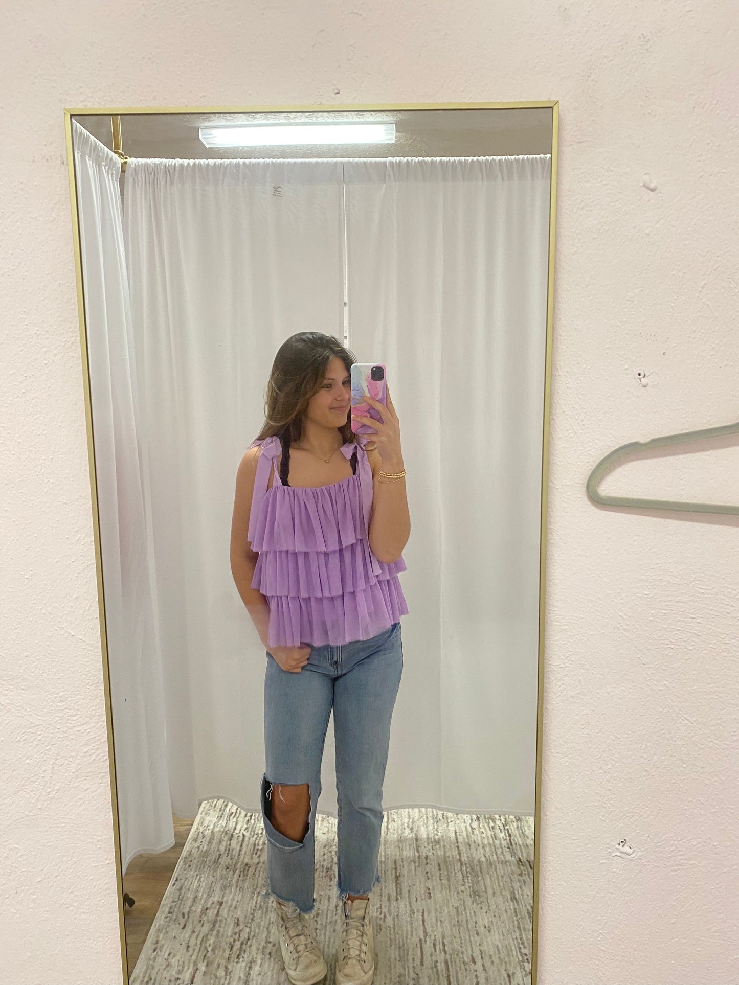 Talk Sweet Ruffled Lavender Top