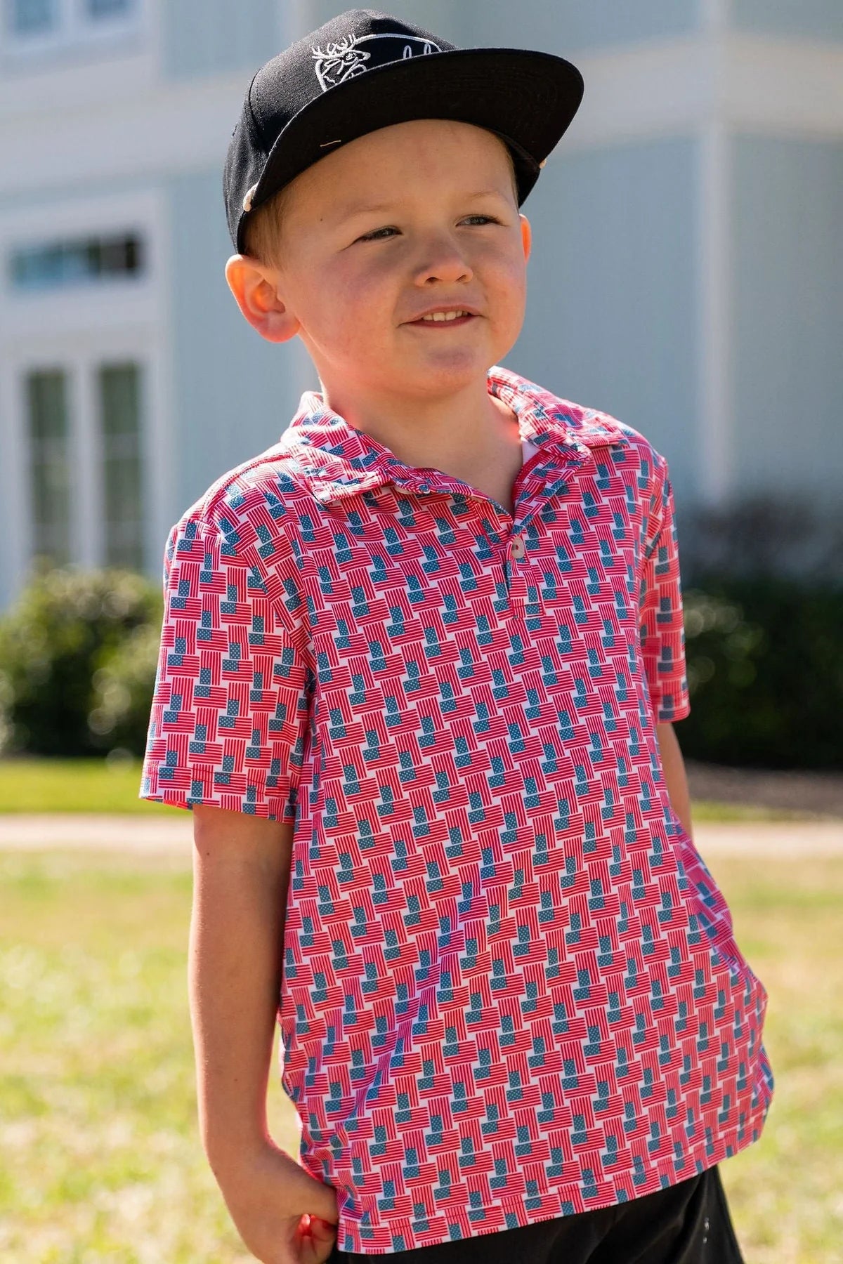 Youth Polo - American Flags Print