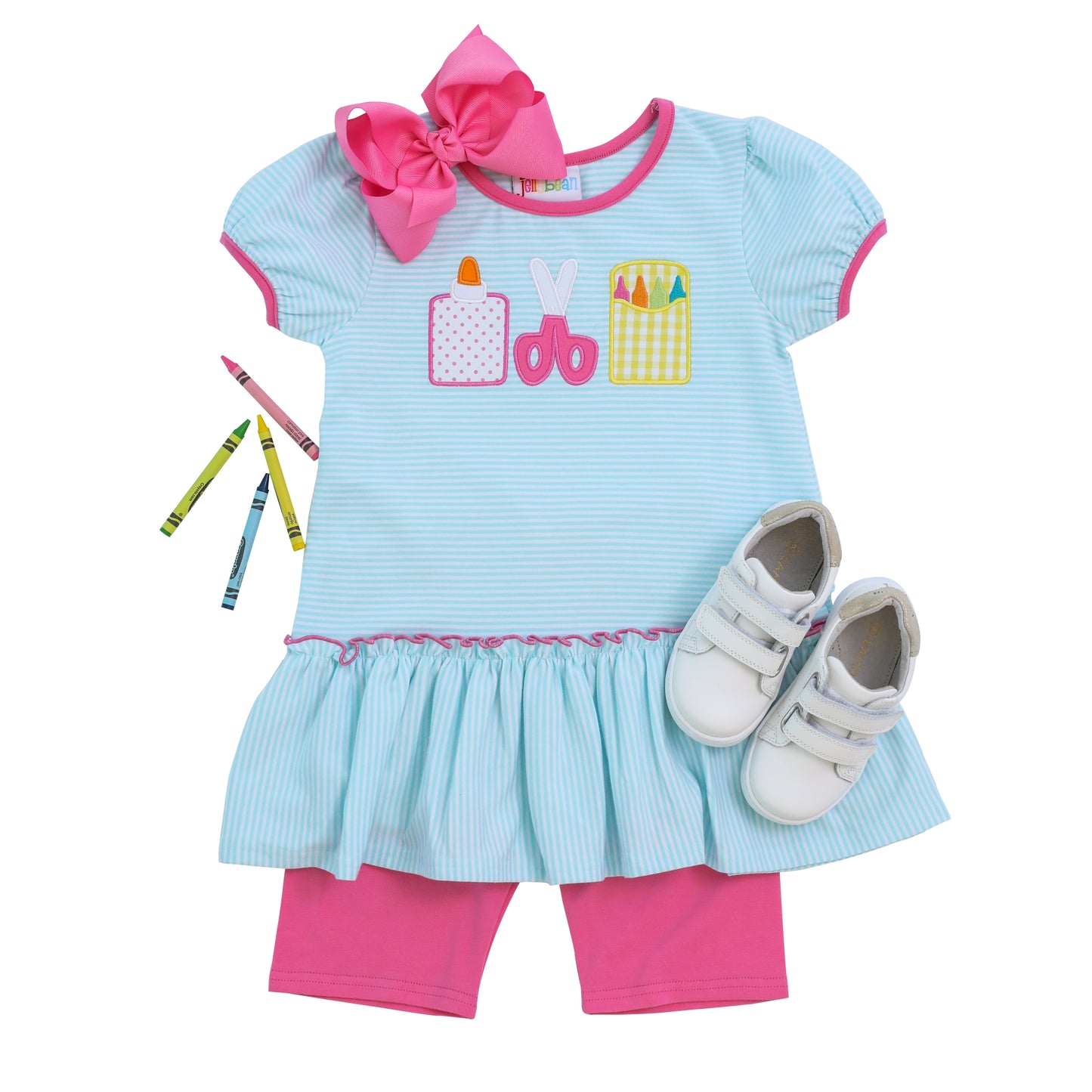 School Supplies Ruffle Short Set