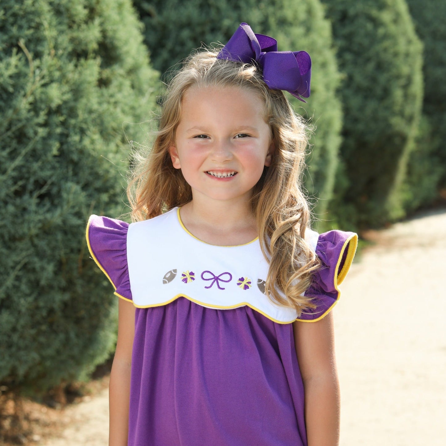 Team Spirit Scallop Bubble/Dress- Purple/Yellow