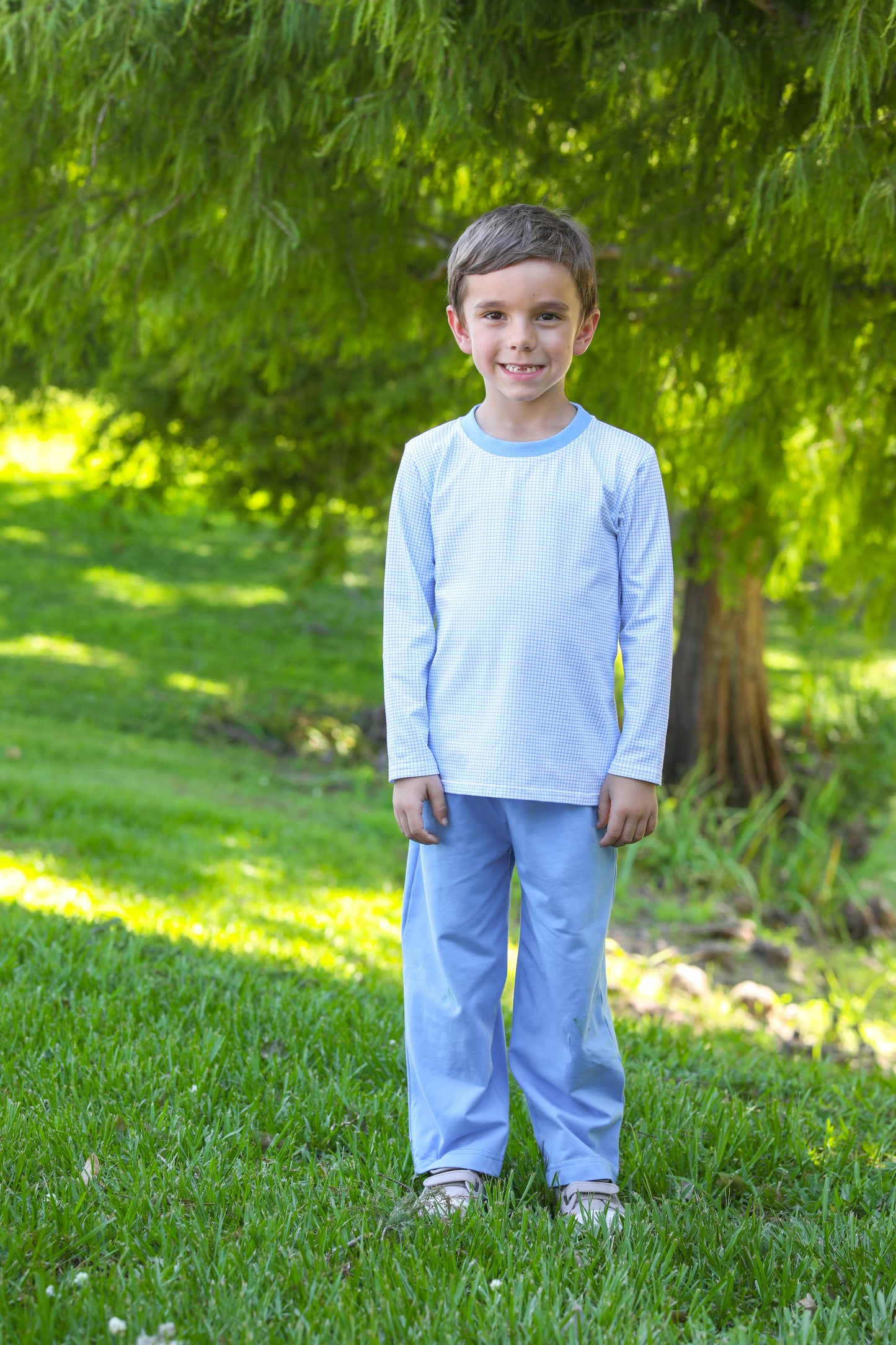 Thomas Pants Set- Blue Windowpane