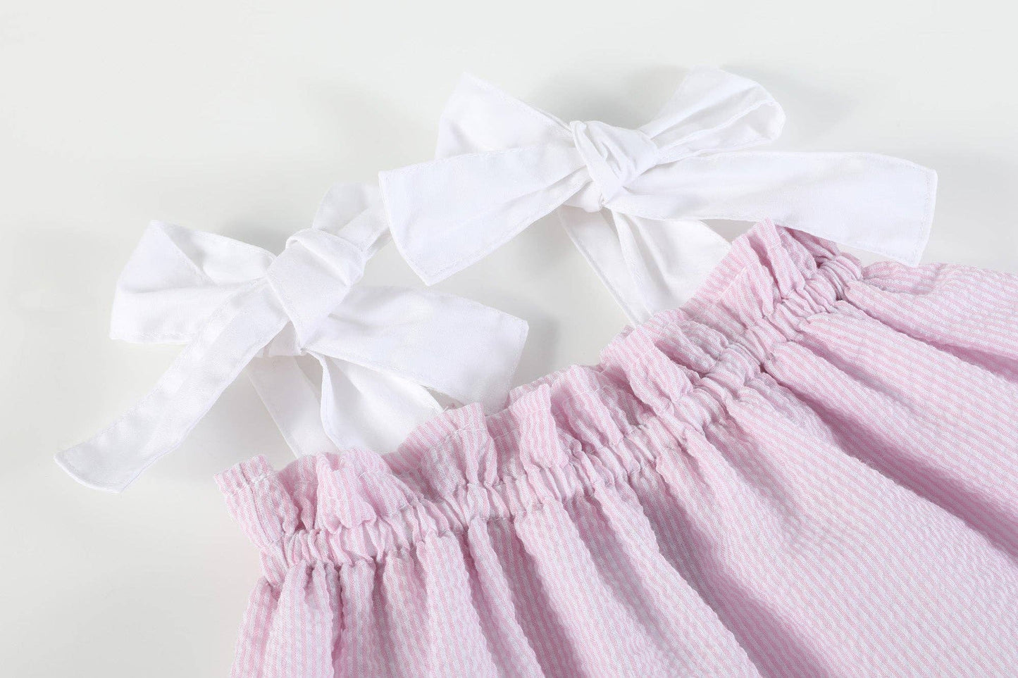 Pink Seersucker Bow 2pc Set