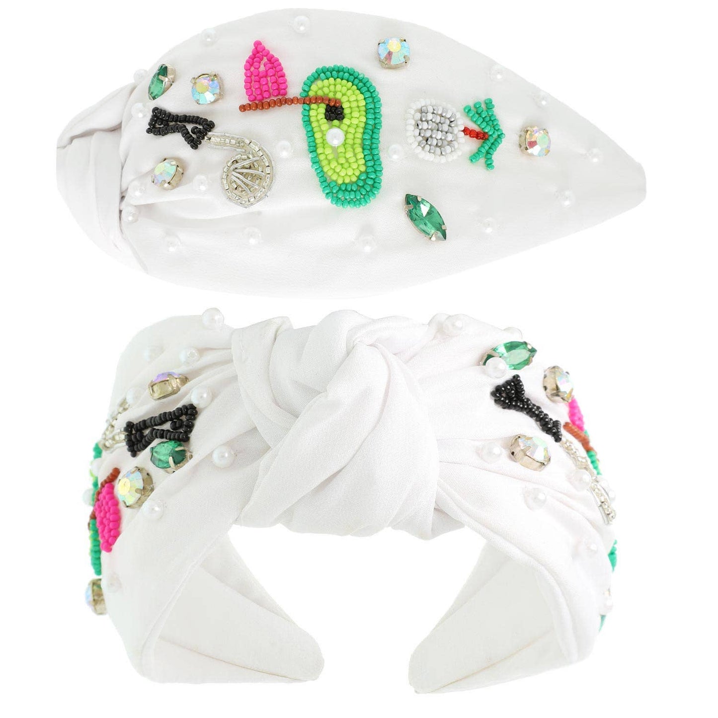 Golf Jeweled Beaded Top Knot Headband
