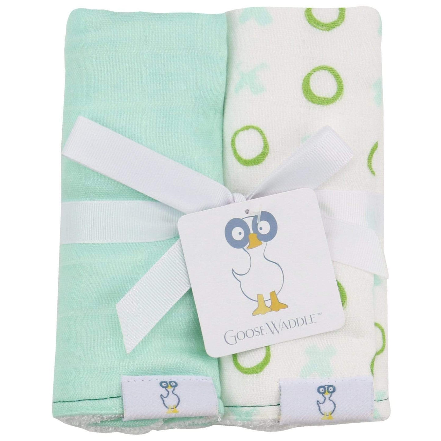 Wholesale 2 PK Muslin & Terry Cloth Burp Cloth XO/Mint