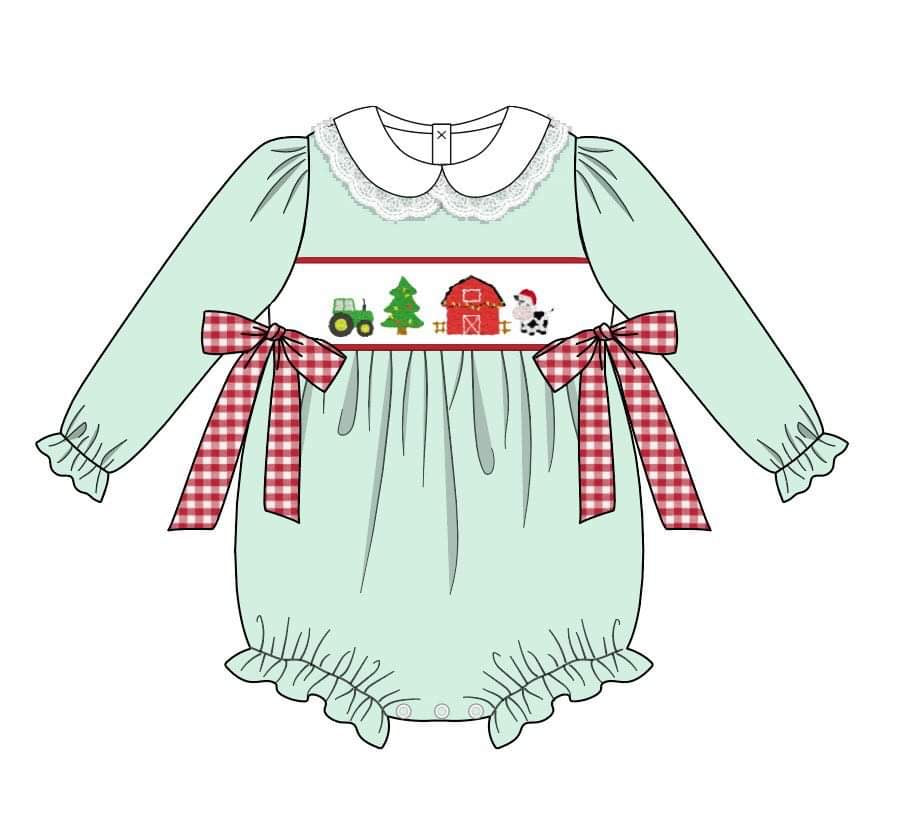French knot Christmas farm girl bubble