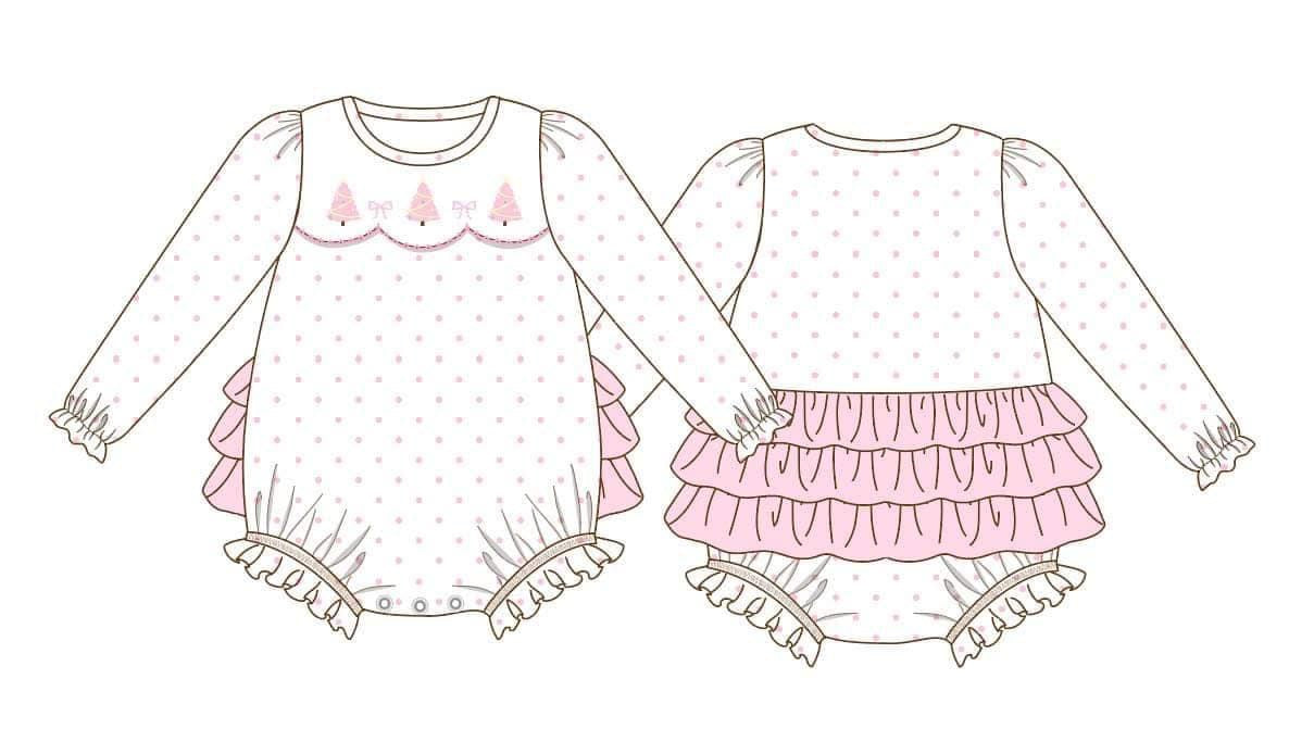 Pink Christmas trees girl bubble