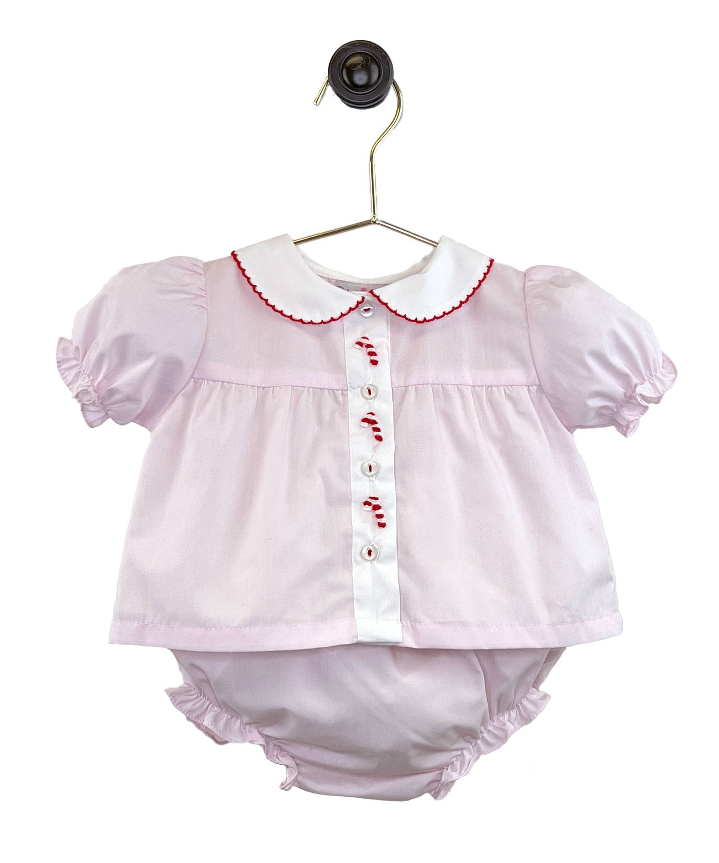 Candy Cane Embroidered Diaper Set