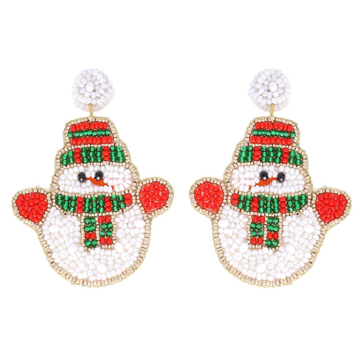 Snowman Christmas Beaded Earrings