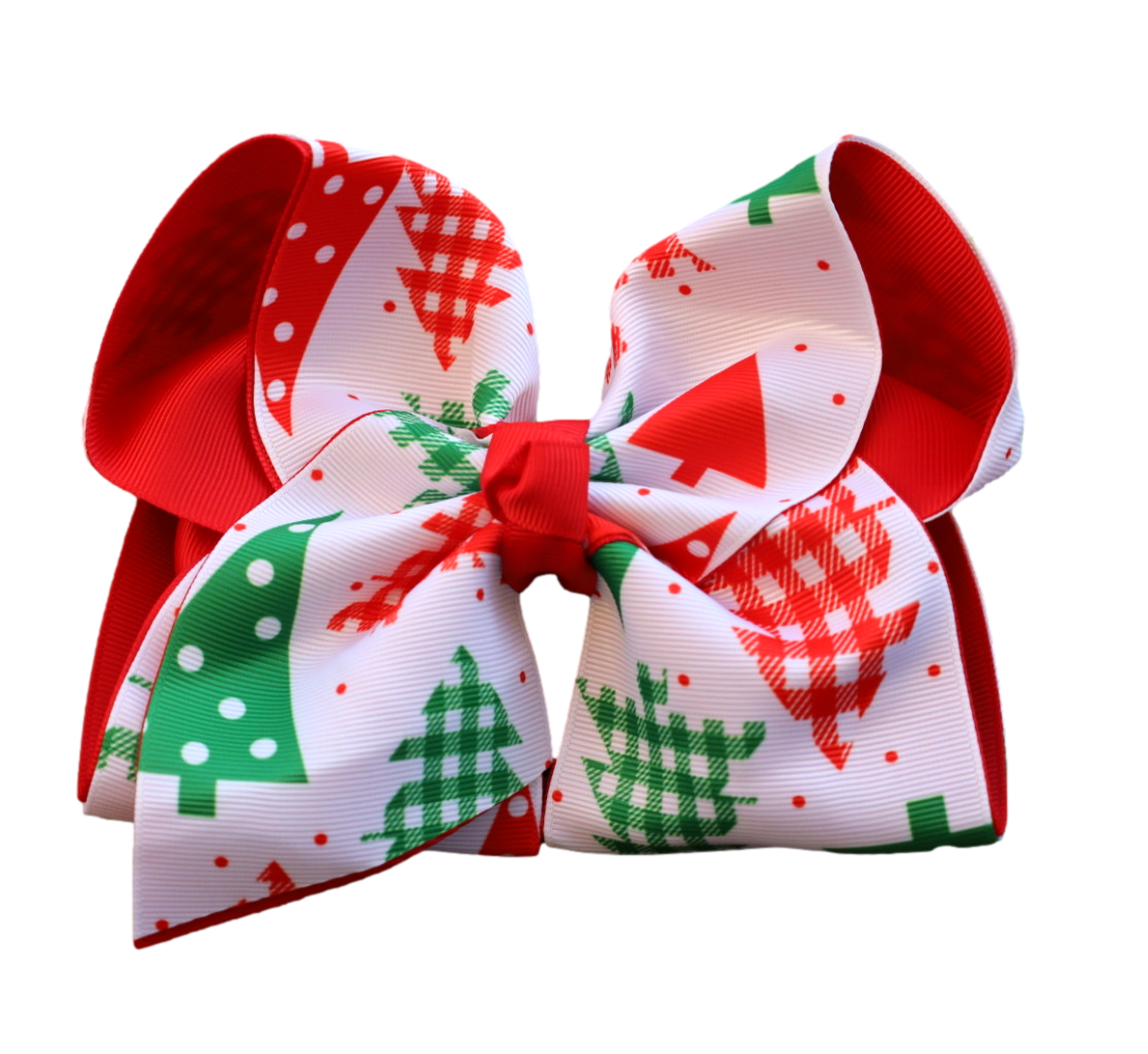 Plaid Pines and Polka Dot Printed Bow