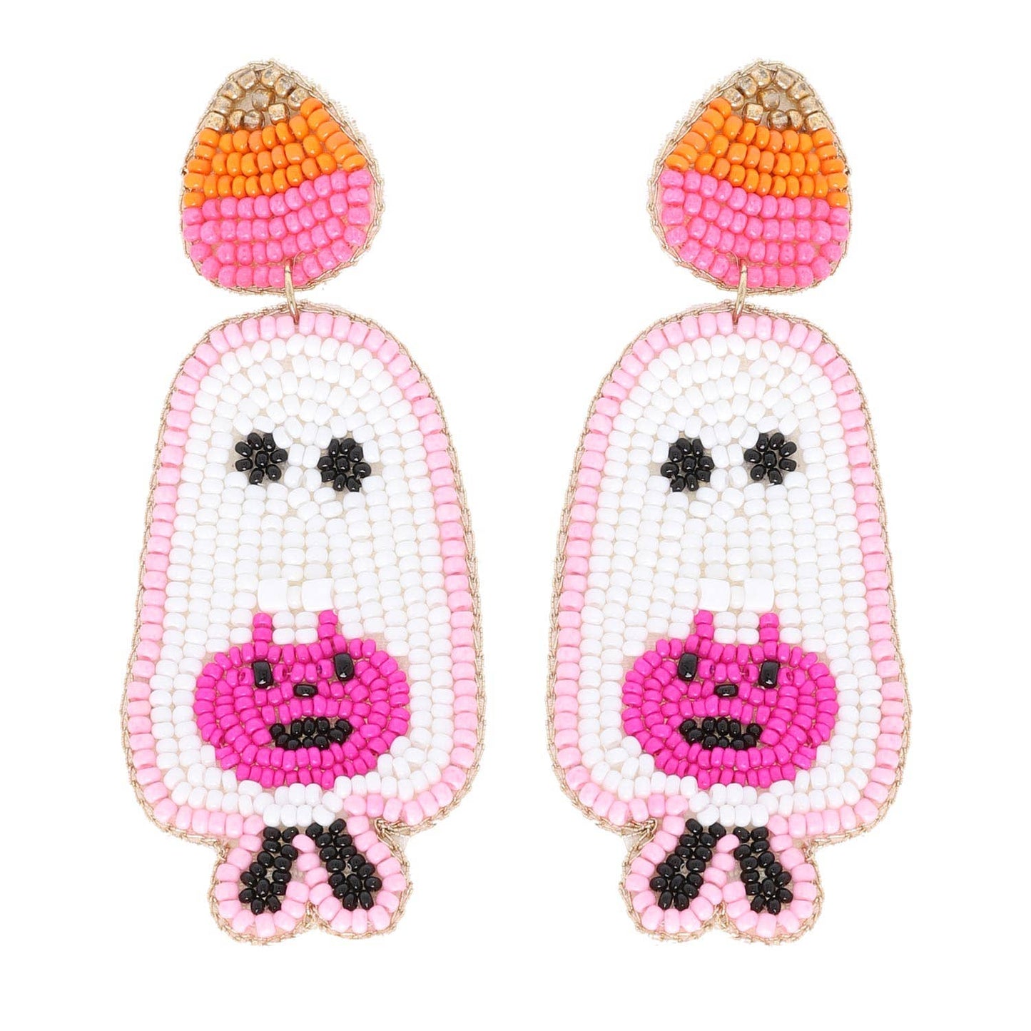 Trick or Treat Ghost Beaded Dangle Earrings