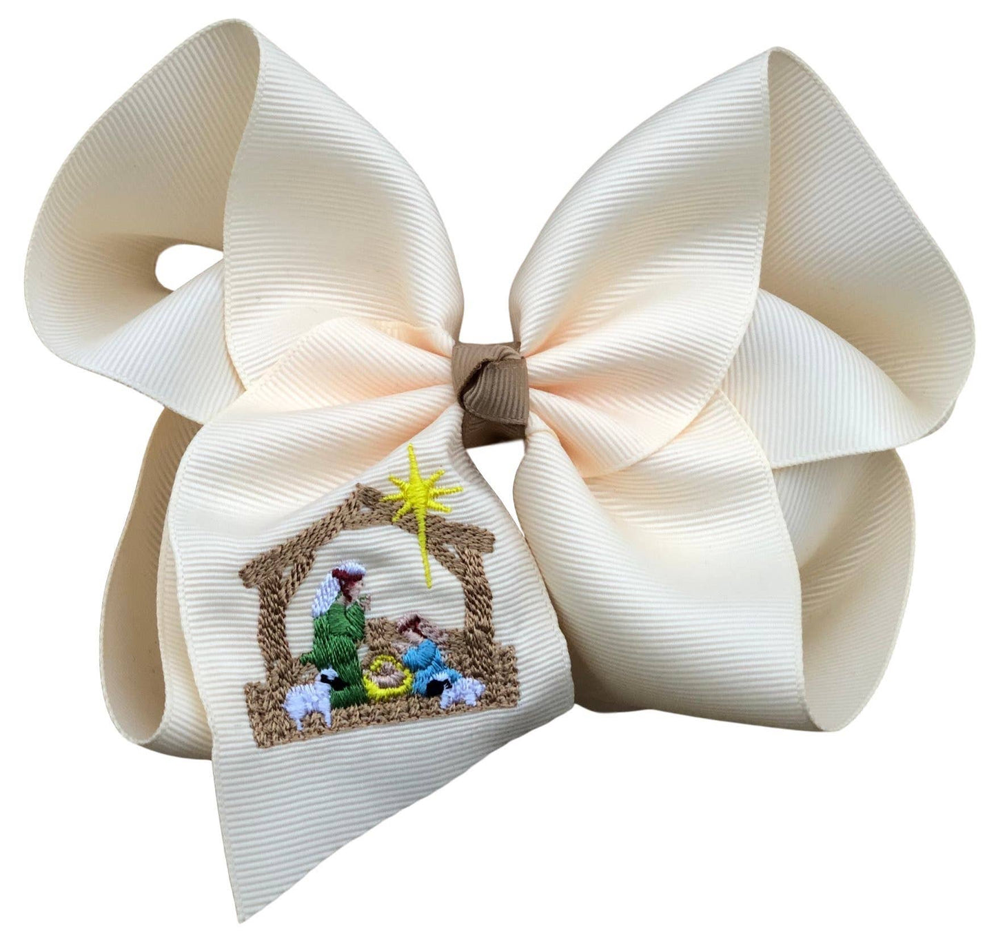 Cream Nativity Hair Bow