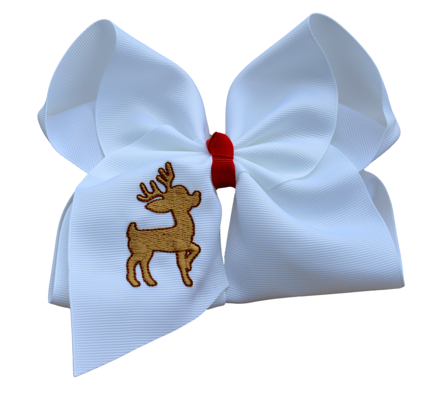 Reindeer Embroidered Bow š¦: 4 inch / Alligator Clip