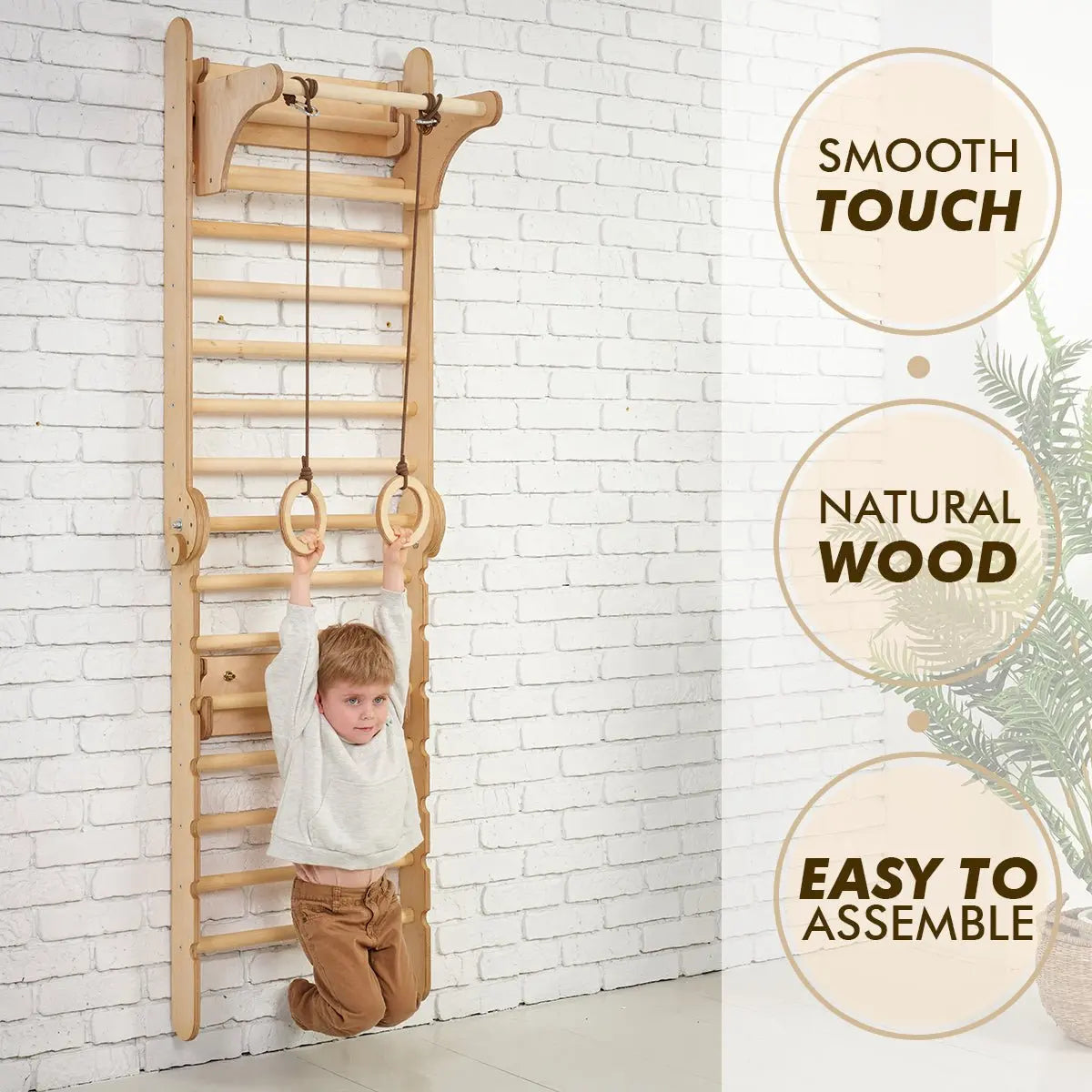 2in1 Wooden Swedish Wall / Climbing ladder for Children + Swing Set