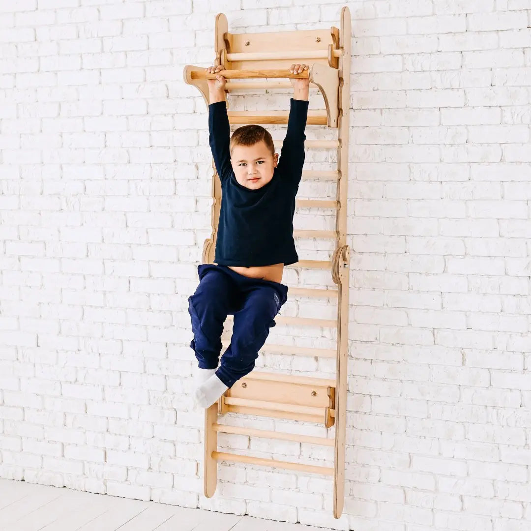 2in1 Wooden Swedish Wall / Climbing ladder for Children + Swing Set