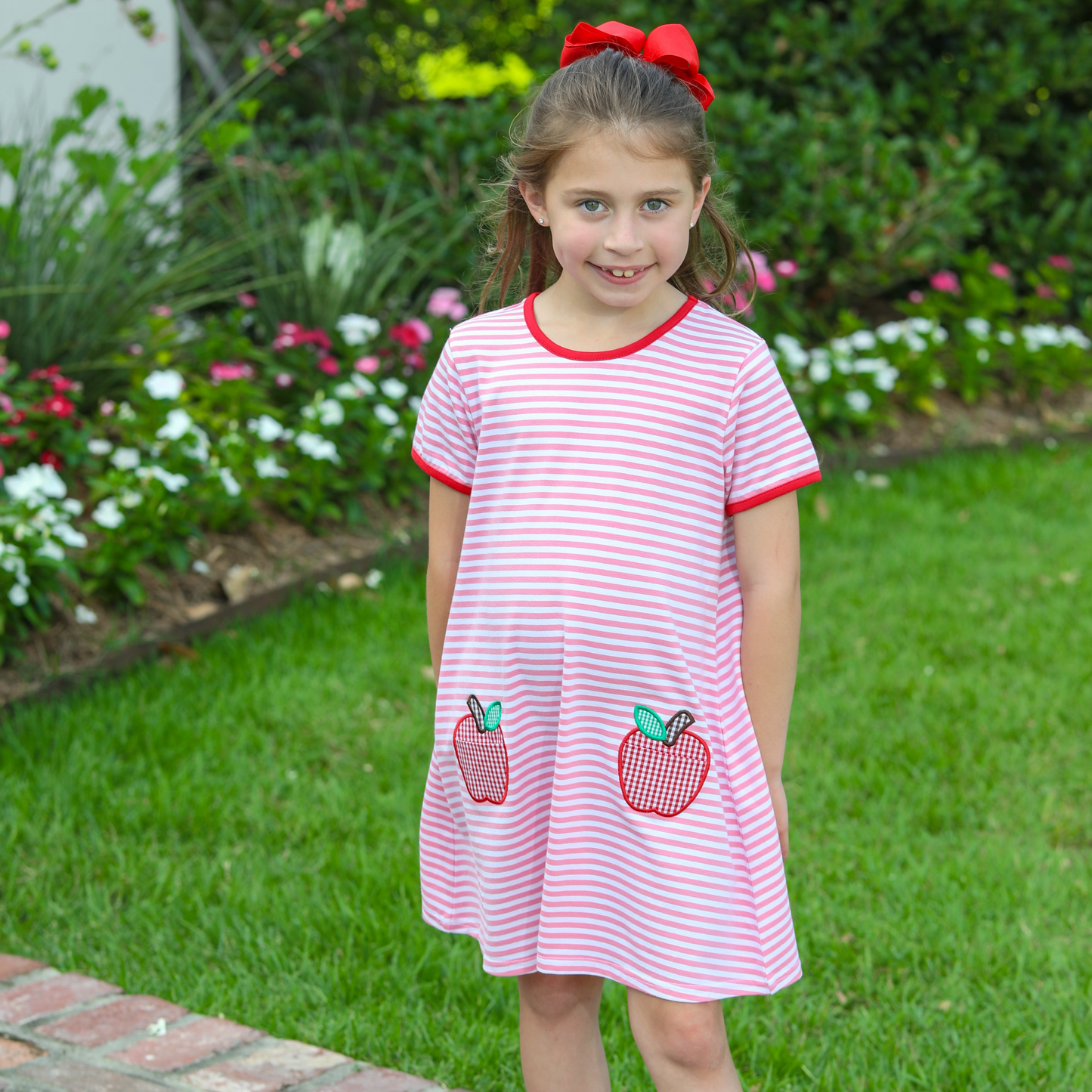 Apple Pocket Applique Dress