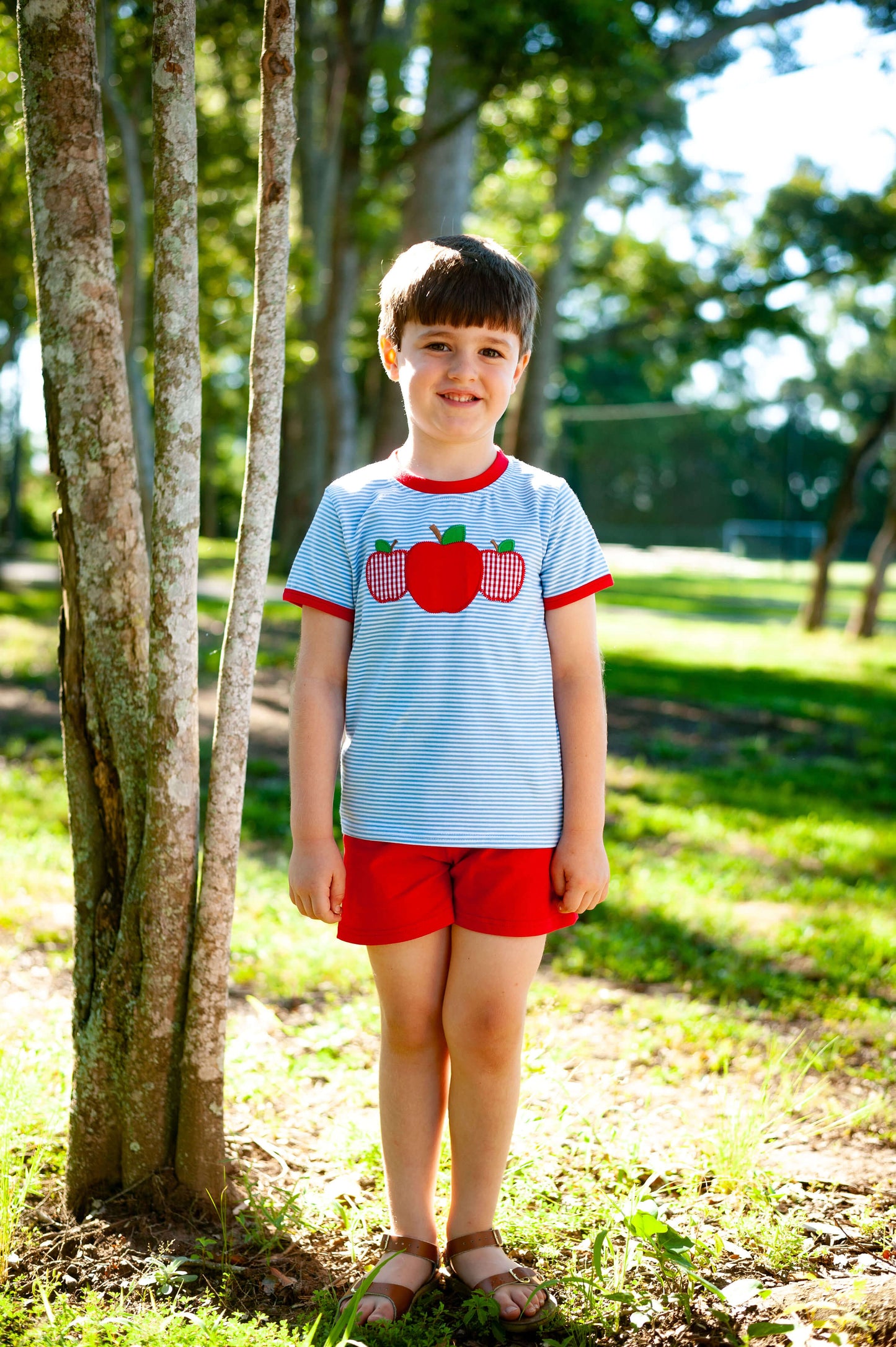 Apple Trio Applique Short Set