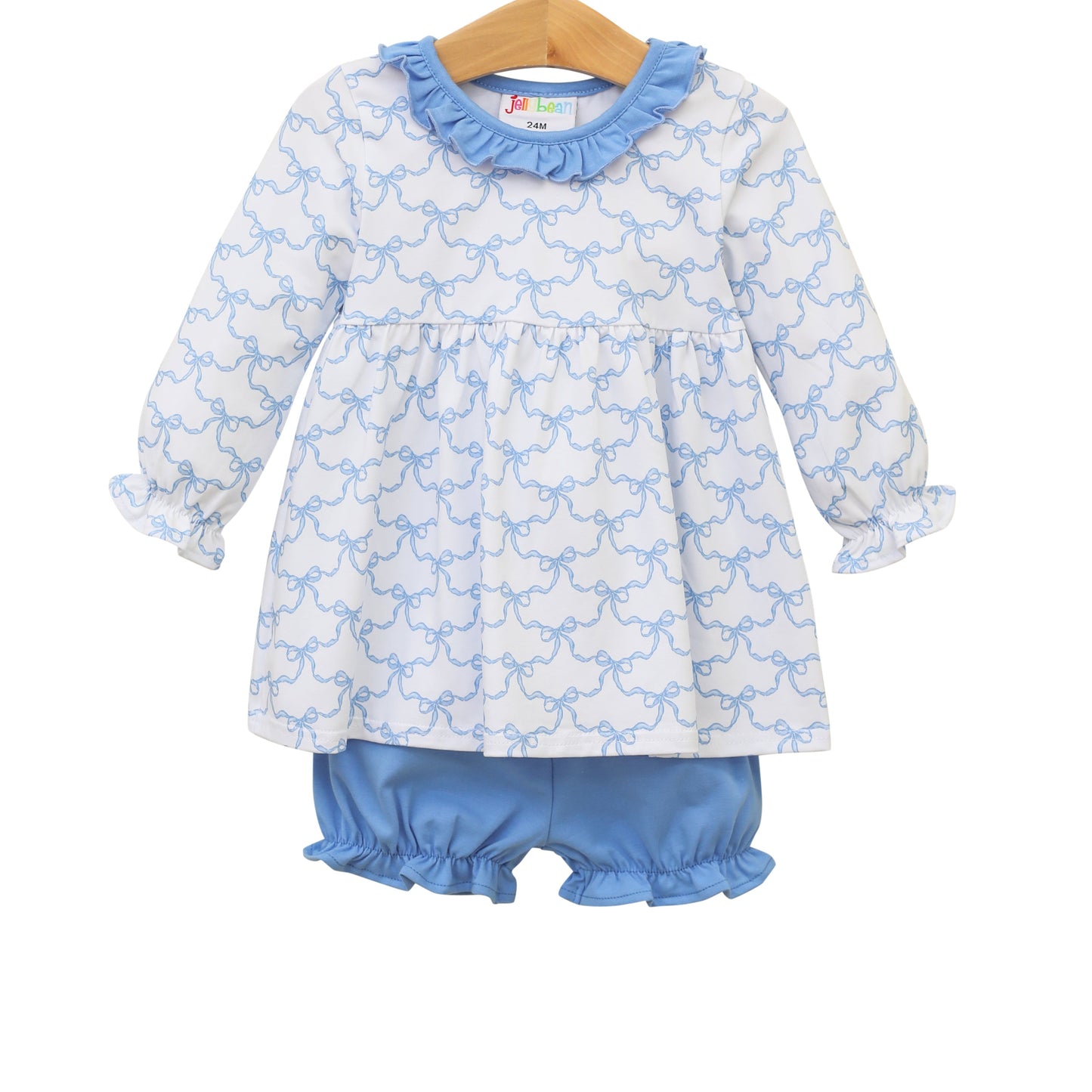 Blue Trellis Bow Bloomer Set