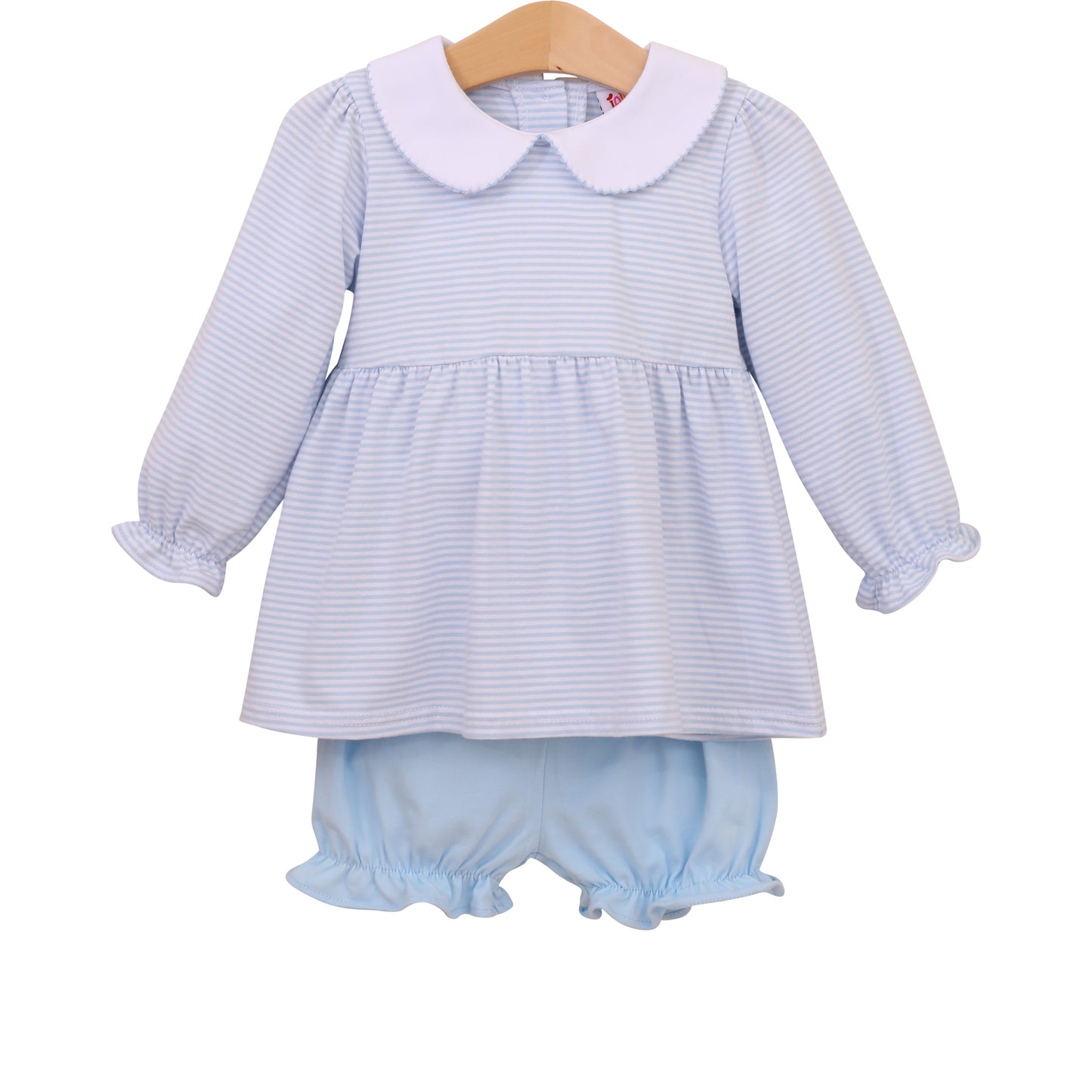 Charlotte LS Bloomer Set- Light Blue Stripes