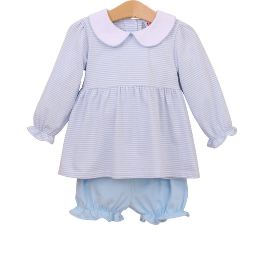 Charlotte LS Bloomer Set- Light Blue Stripes