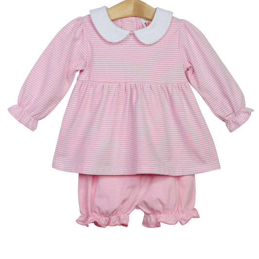 Charlotte LS Bloomer Set- Light Pink Stripe