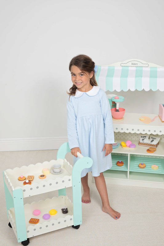 Charlotte LS Dress- Light Blue Stripe