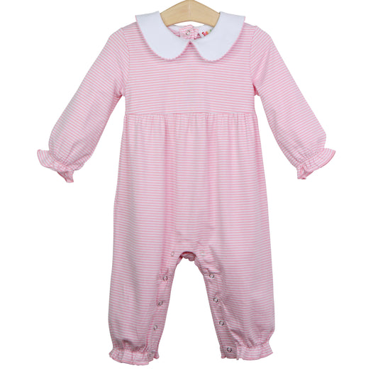 Charlotte Romper- Light Pink Stripe