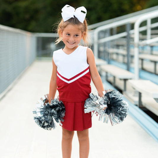 Cheer Uniform Skort Set- Crimson/White