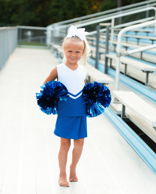 Cheer Uniform Skort Set- Royal/White