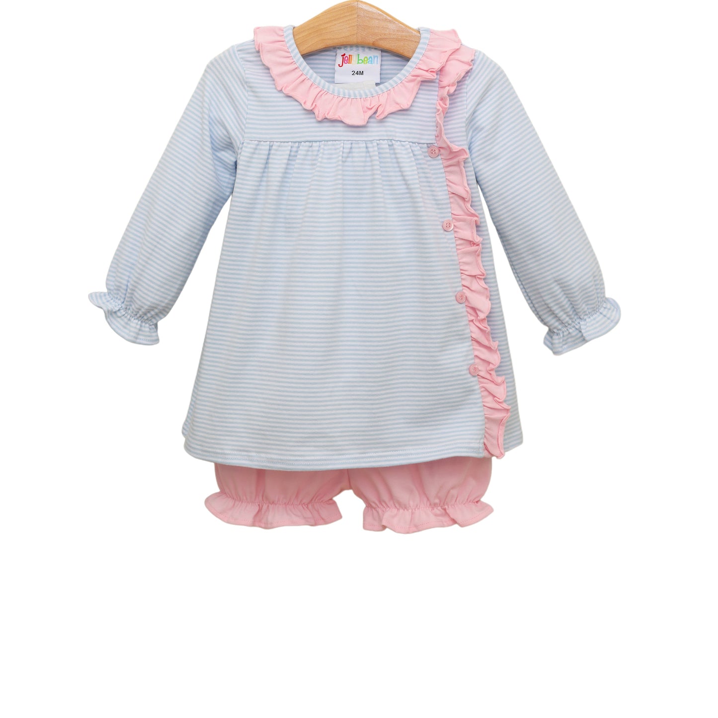 Clara Bloomer Set- Light Blue Stripe/Light Pink