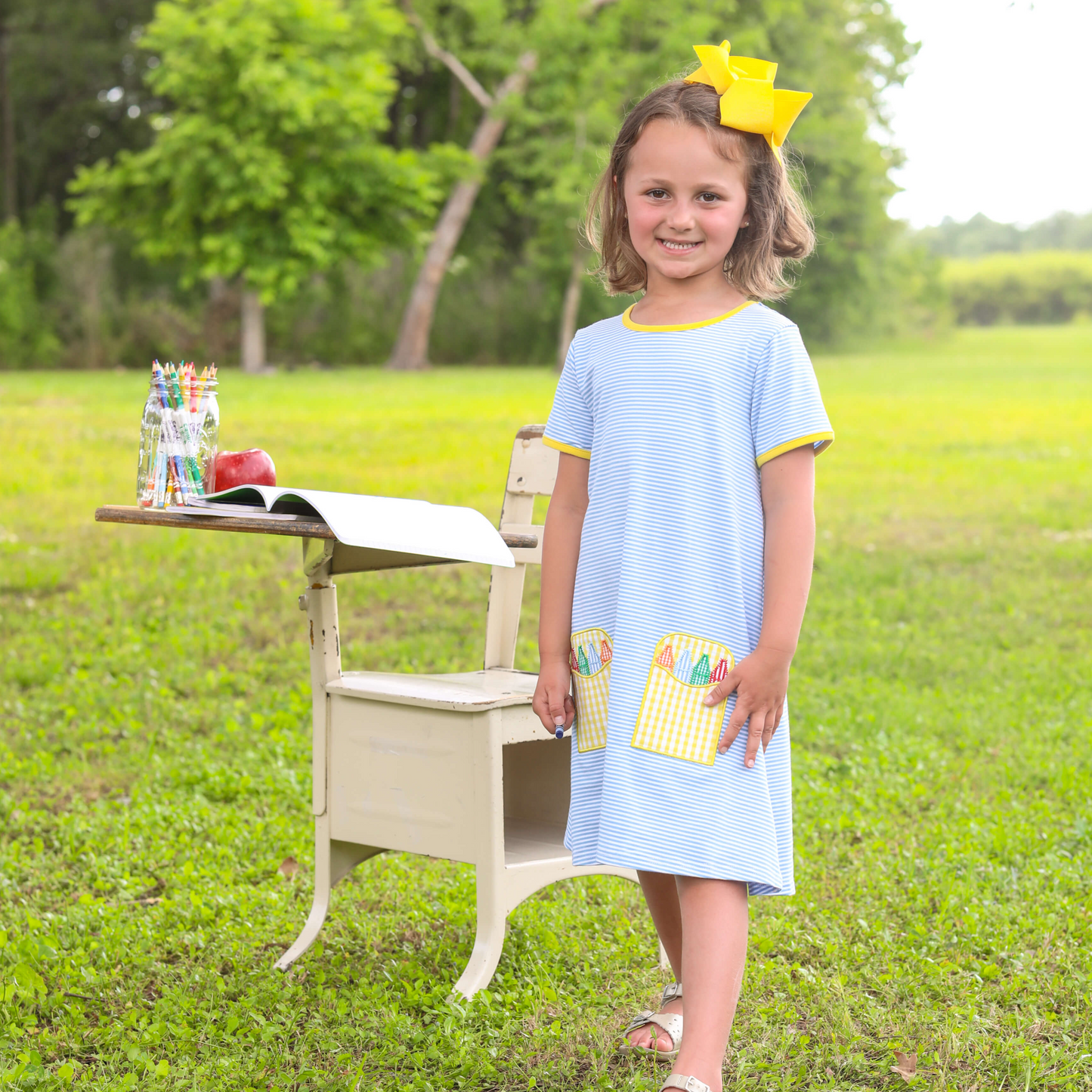 Crayon Pocket Applique Dress