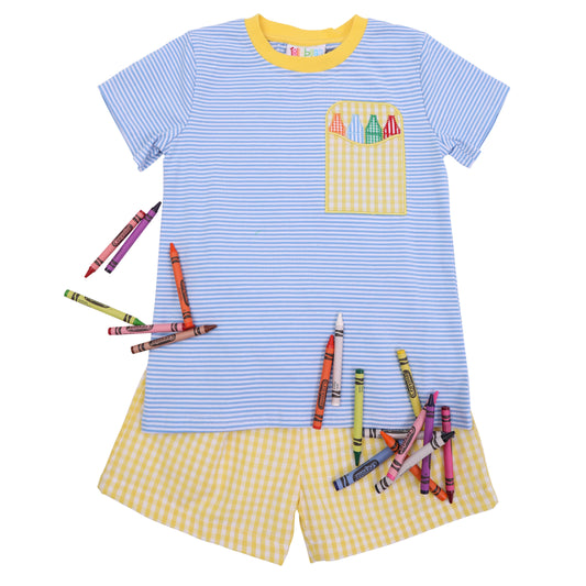 Crayon Pocket Applique Short Set