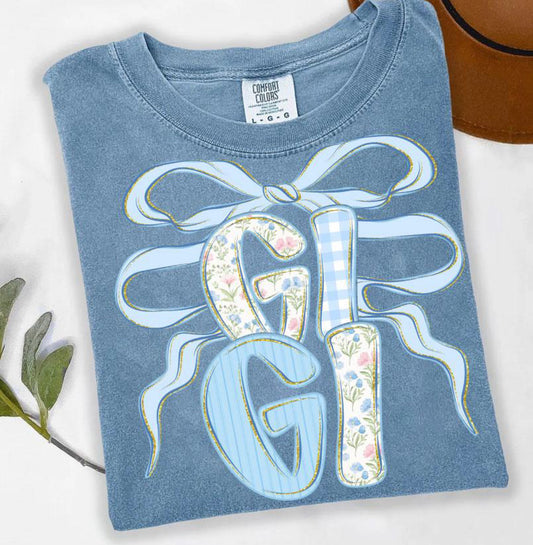 BLUE GIGI TOP BOW TEE