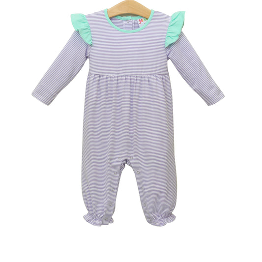 Francis Romper- Lavender Stripe & Mint