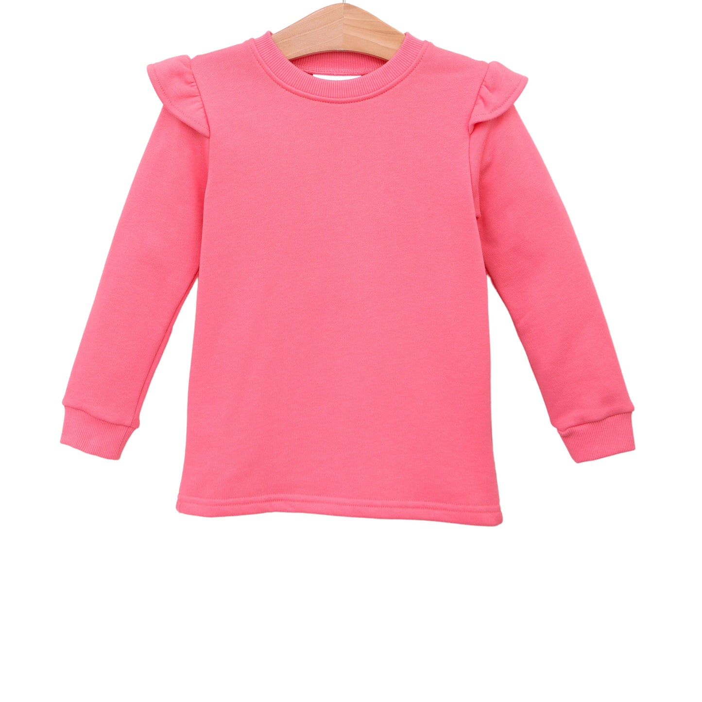 French Terry Flutter Pullover- Hot Pink