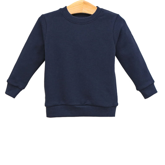 French Terry Flutter Pullover- Navy